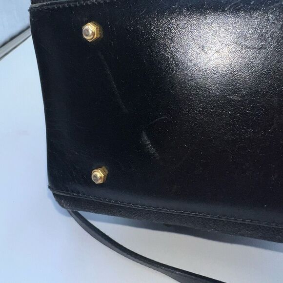 Prima by Phillippe Vintage Black Canvas and Leather Pull String Bucket Bag - Picture 7 of 10